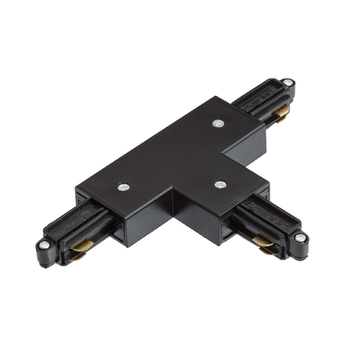 T-conexiune cu posibilitate de alimentare electrică pentru un circuit listă, 1F T conector dreapta negru 230V