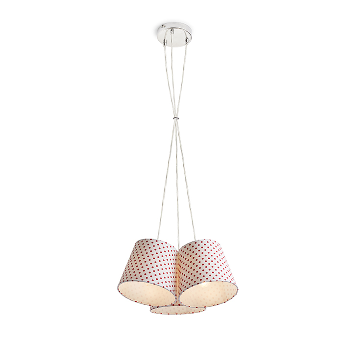 Trei abajururi agăţate din textil pentru bec cu fasung E14, NANCY III suspendat alb/roşu 230V LED 3x11W
