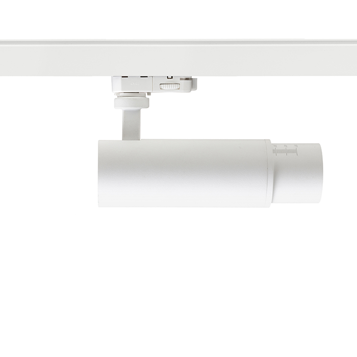 Tub corp de iluminat pentru șină cu 3-circuite, ZUMA ZOOM DIMM listă cu trei margini alb 230V LED 20W 10 50° 3000K