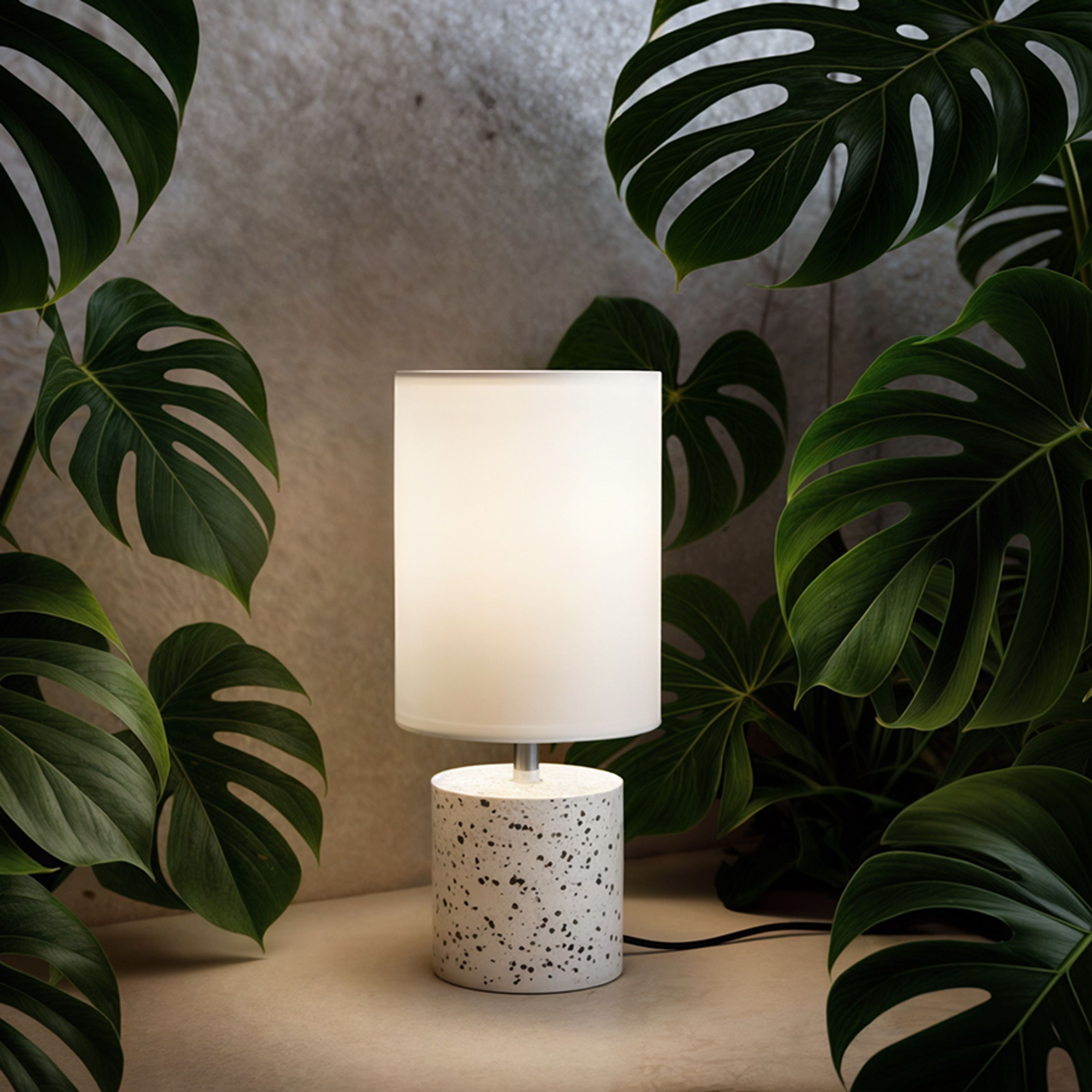 Veioză minimalistă cilindrica cu abajur din materail textil, CAMINO de masă cu alb terasă decor 230V LED E27 15W