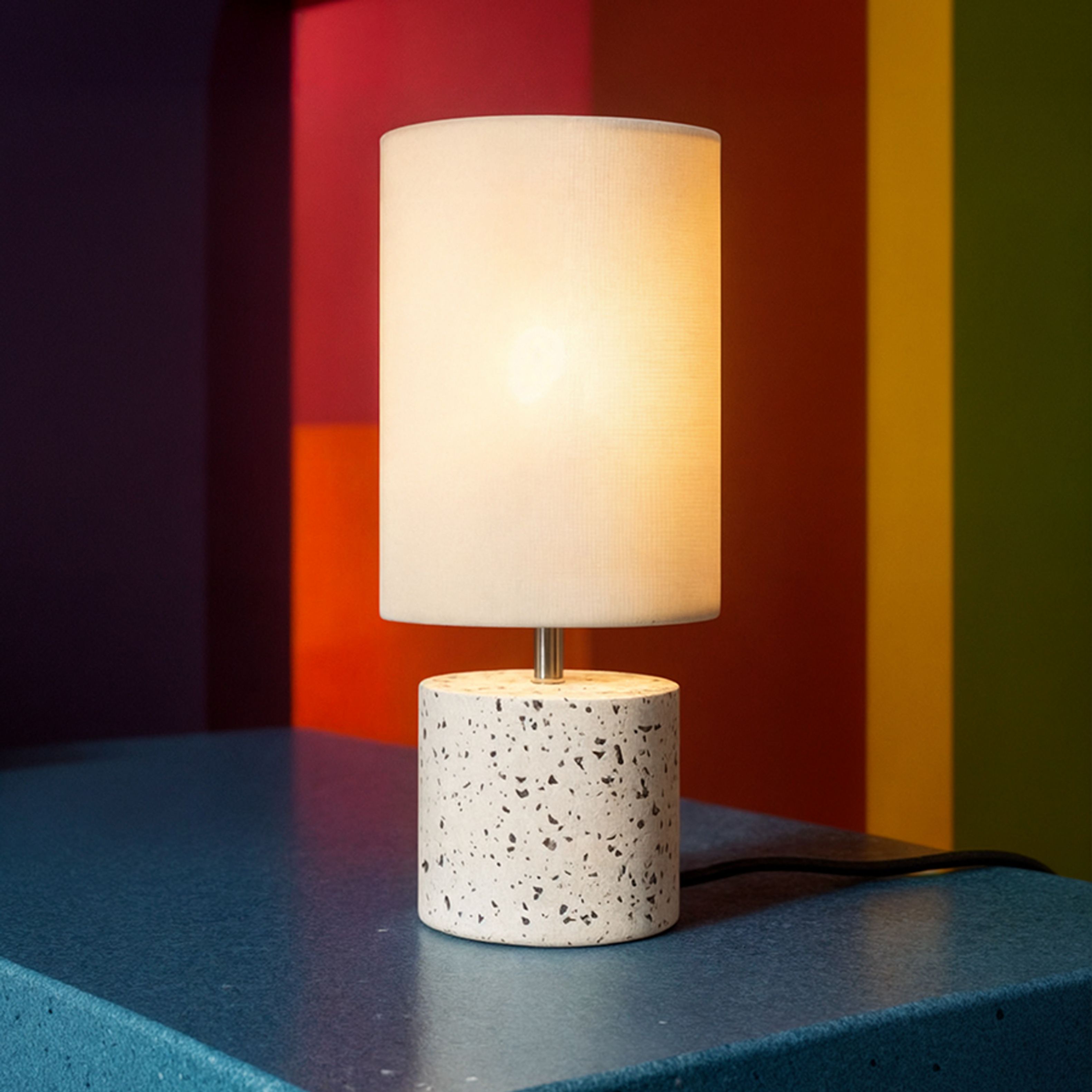 Veioză minimalistă cilindrica cu abajur din materail textil, CAMINO de masă cu alb terasă decor 230V LED E27 15W